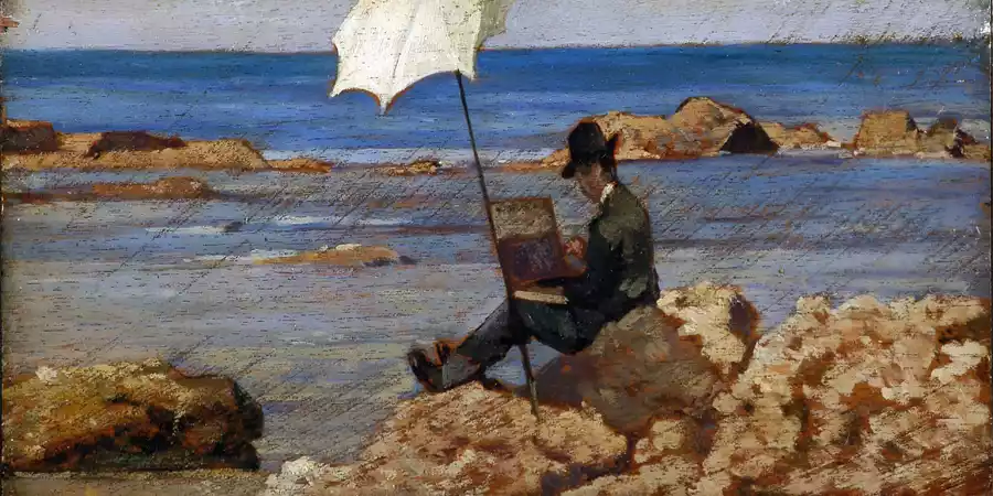 Kunstdruck von Silvestro Lega, Malerei am Riva al Mare