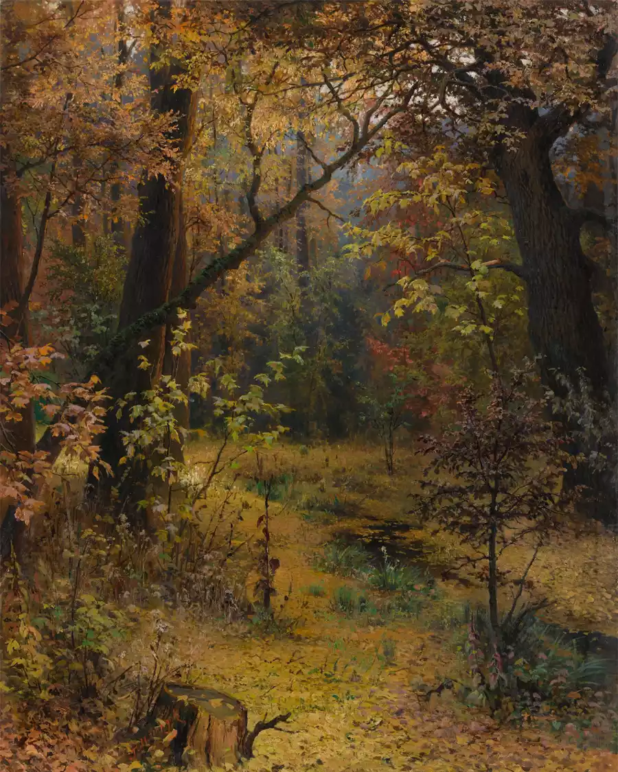 Kunstdruck von Herbstmorgen, Grigoriy Myasoyedov