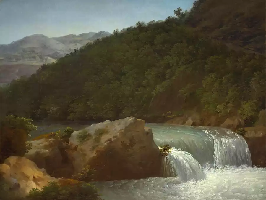 Kunstdruck von Blick auf den Wasserfall der Schlucht bei Allevard