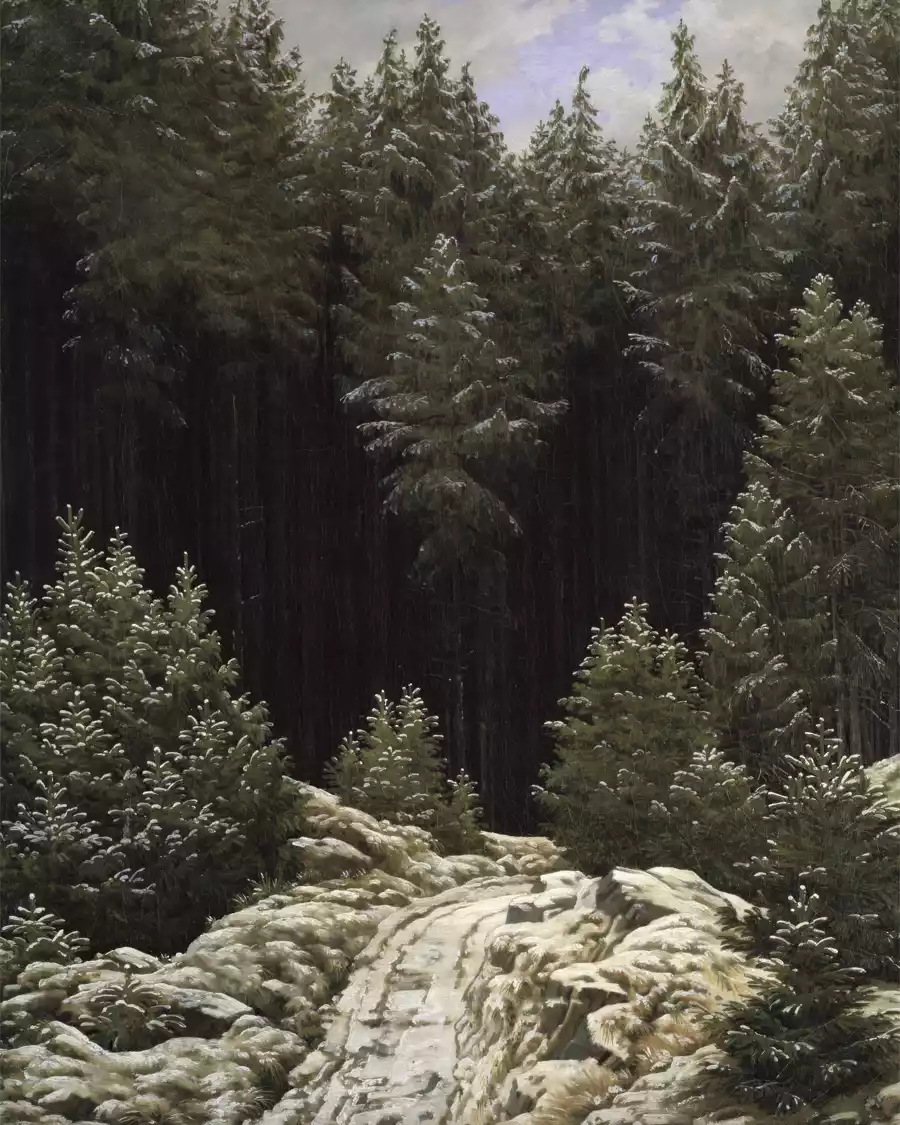 Früher Schnee - Landschaftsgemälde von Caspar David Friedrich
