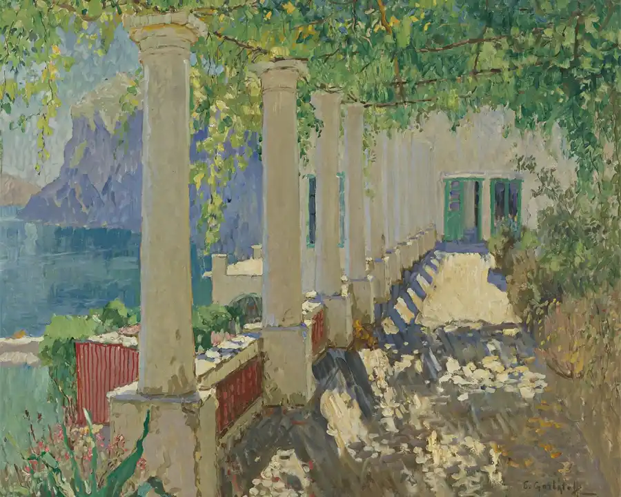 Kunstwerk von Konstantin Gorbatov: Eine sonnige Terrasse in Capri.
