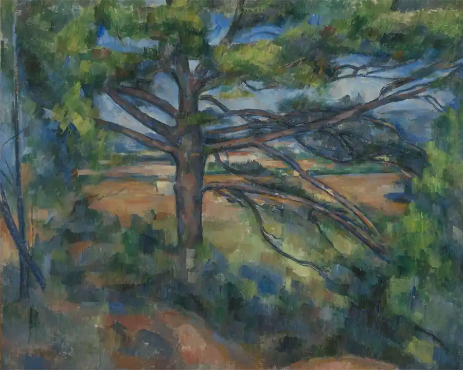 Große Kiefer und roter Boden von Paul Cézanne