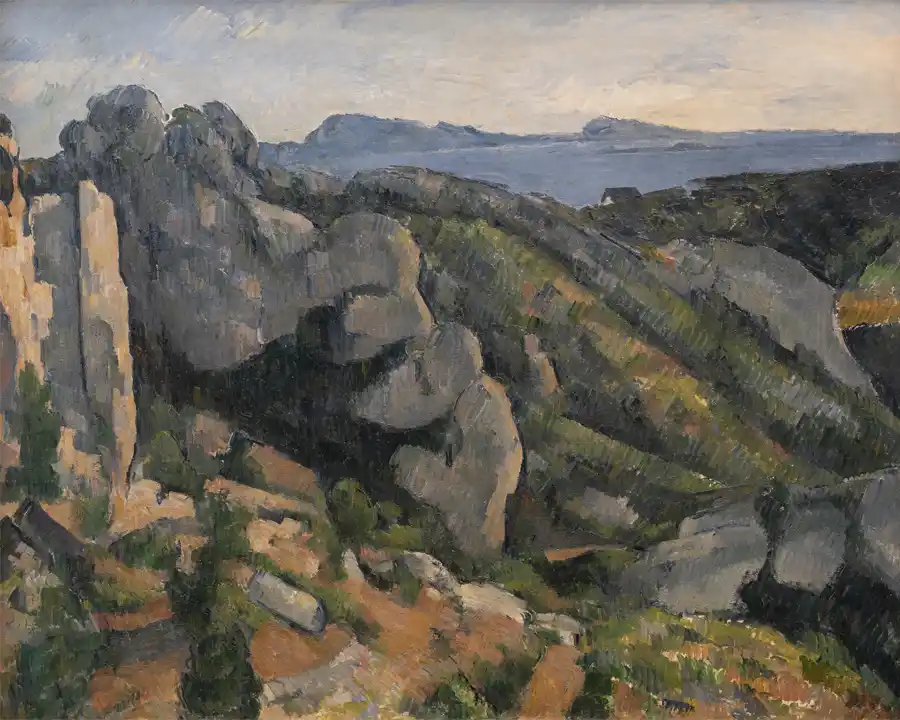 Felsen bei L'Estaque, ein impressionistisches Kunstwerk von Paul Cézanne