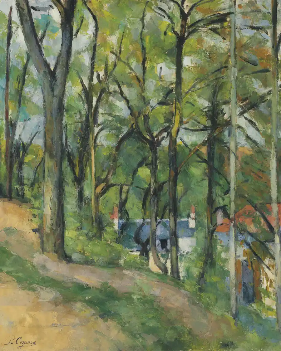 Der Obstgarten von Paul Cézanne, ein Post-Impressionistisches Gemälde