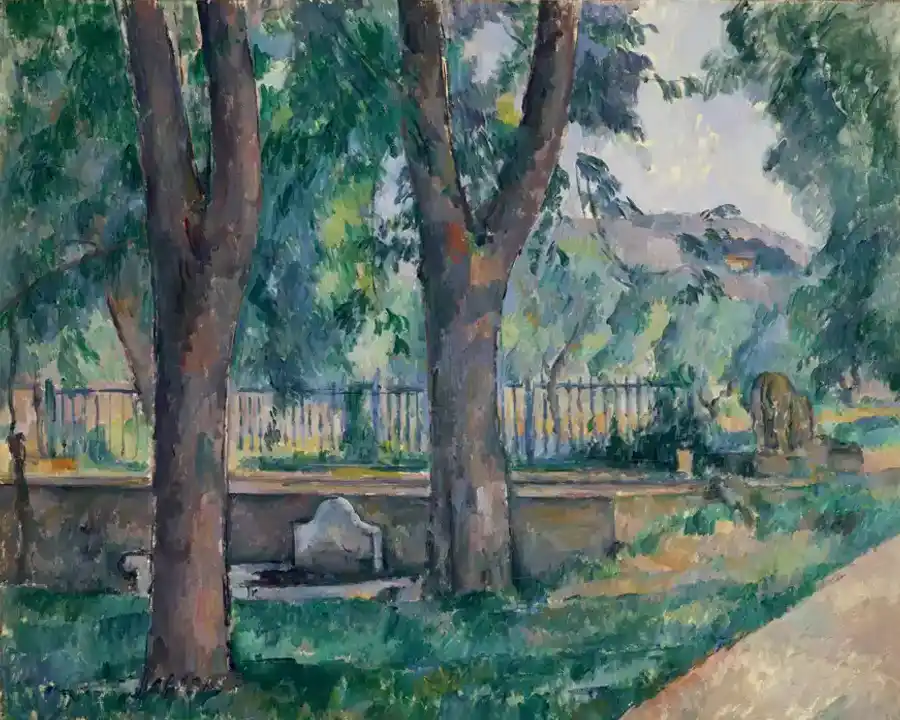 Der Pool in Jas de Bouffan - Impressionistisches Kunstwerk von Paul Cézanne