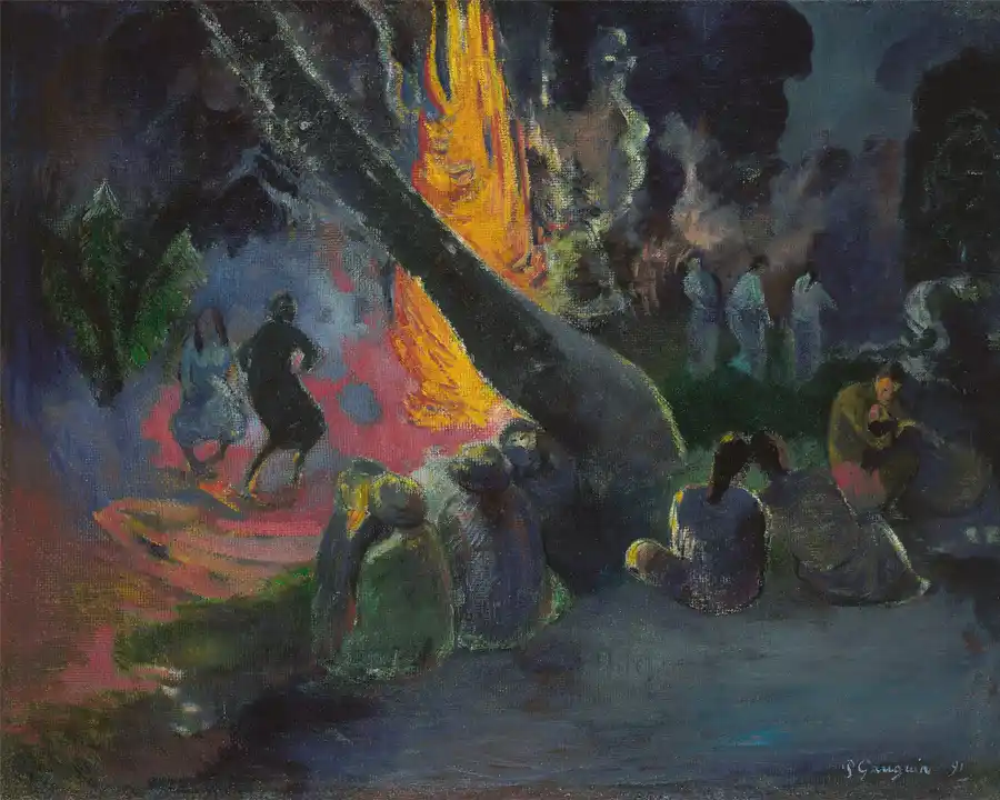 Feuertanz von Paul Gauguin, lebendige Farben und emotionale Intensität