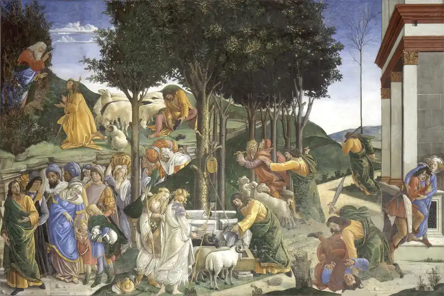 Kunstdruck von Die Jugend des Moses von Sandro Botticelli