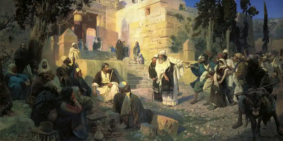 Darstellung von Jesus und der Frau, die im Ehebruch ertappt wurde von Vasily Polenov