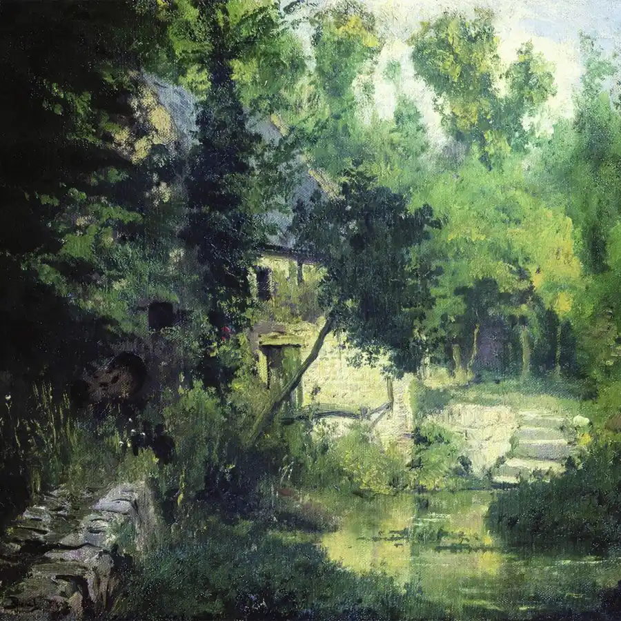 Kunstdruck von Die Mühle an der Quelle des Flusses Vel