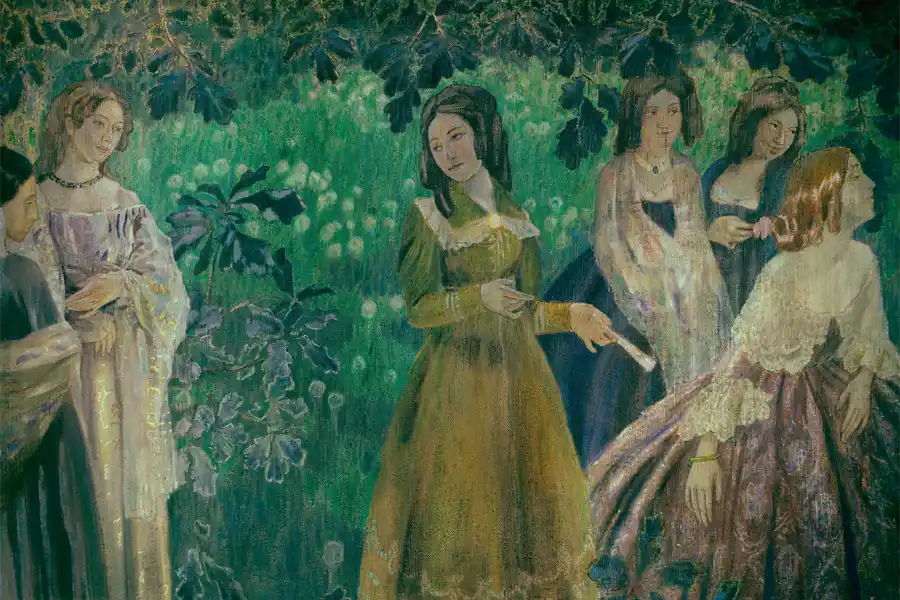 Smaragd-Halskette - ein symbolistisches Kunstwerk von Victor Borisov-Musatov