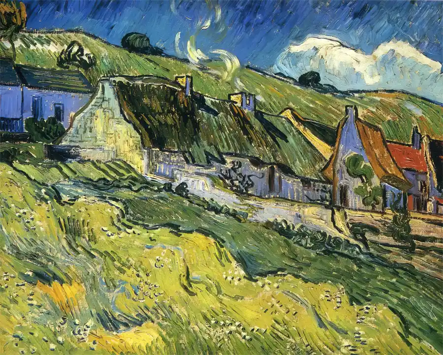 Eine Gruppe von Cottages von Vincent van Gogh, postimpressionistisches Kunstwerk
