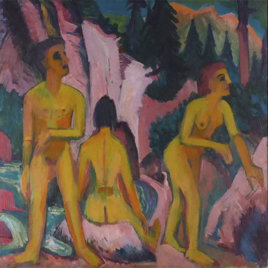 Bader - Ernst Ludwig Kirchner, Kunstdruck auf Leinwand