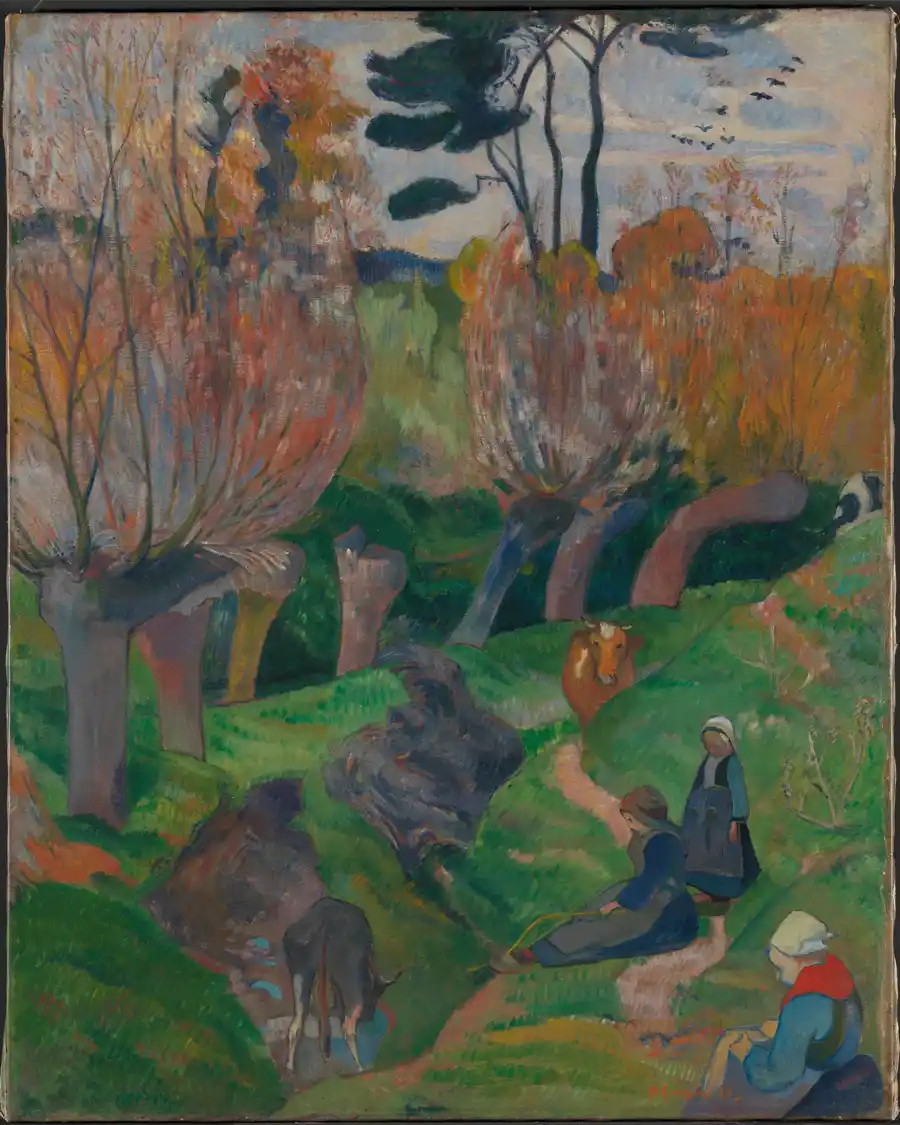 Die Weiden von Paul Gauguin, ein farbenfrohes Herbstgemälde
