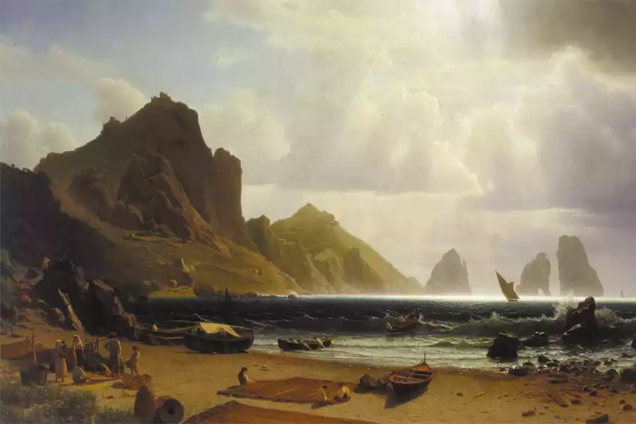 Reproducción de La Marina Piccola, Capri de Albert Bierstadt.