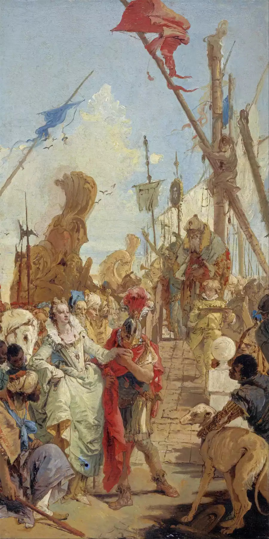 Reproducción en lámina y lienzo del Encuentro de Marco Antonio y Cleopatra de Tiepolo.