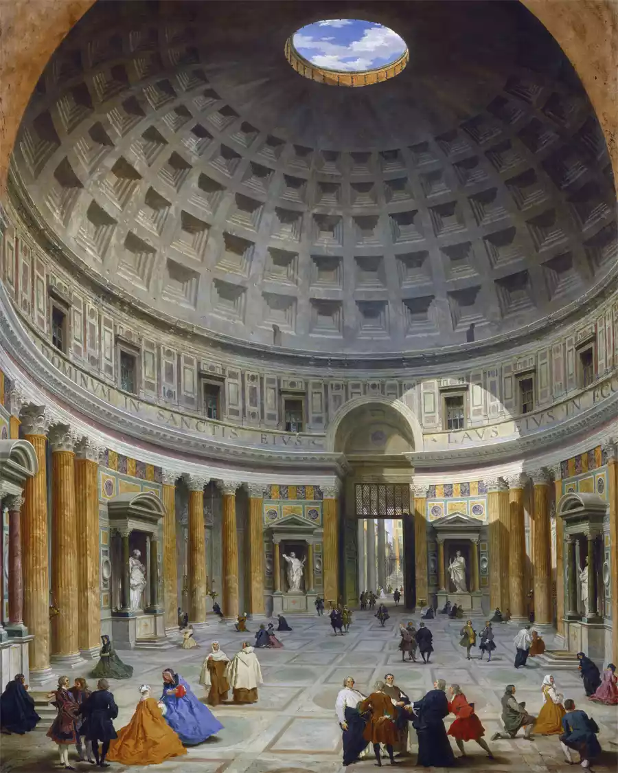 Interior del Panteón, obra de Giovanni Paolo Panini, 1734.
