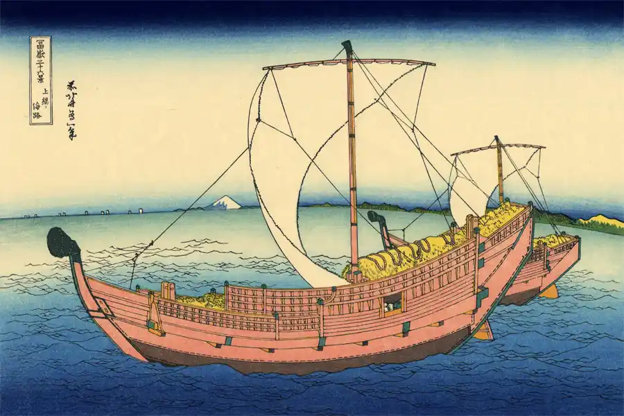 Reproducción de la Ruta Marítima de Kazusa de Hokusai.