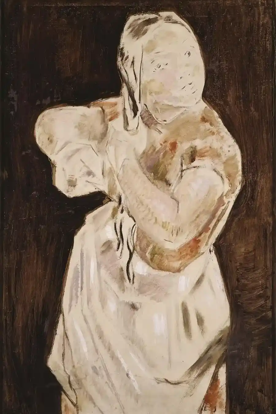 Joven Mujer Peinándose de María Blanchard, obra que muestra a una mujer peinándose con un fondo oscuro.