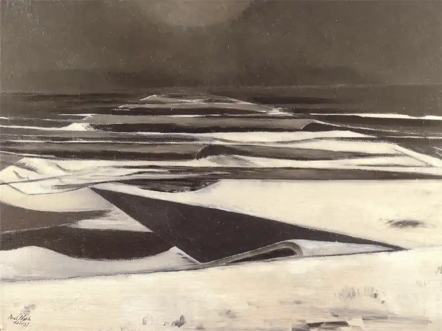 Mar de Invierno, obra minimalista en tonos de negro, blanco y gris.