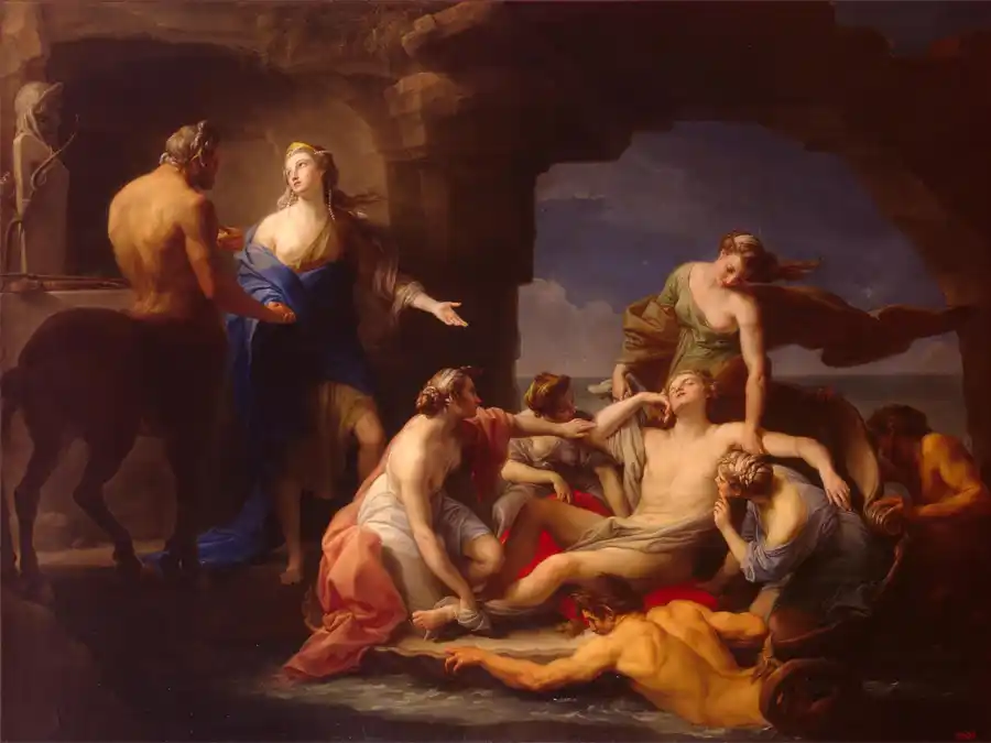 Reproducción de la obra 'Achille Richiamato Da Teti E Da Chirone' de Pompeo Batoni.