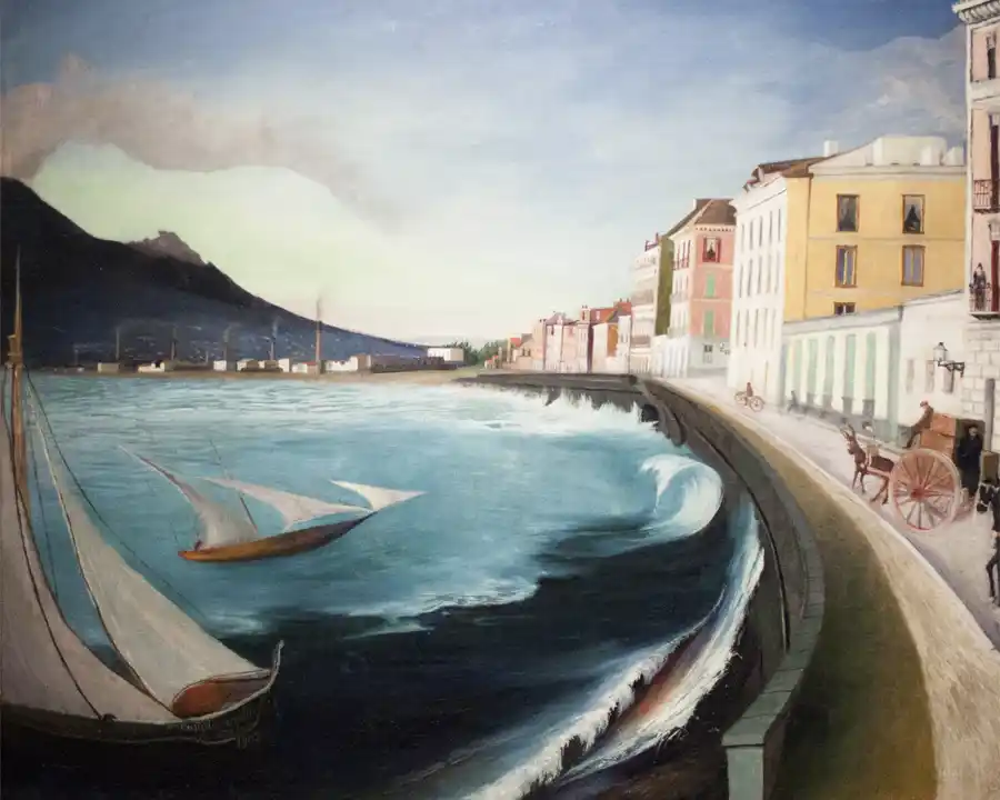 Reproducción de Castellamare di Stabia en papel y lienzo.