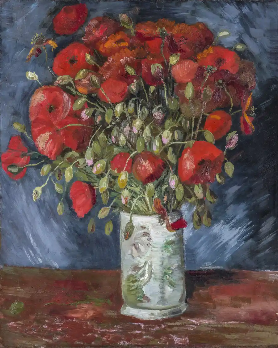 Reproducción de Jarrón con Amapolas Rojas de Vincent van Gogh.