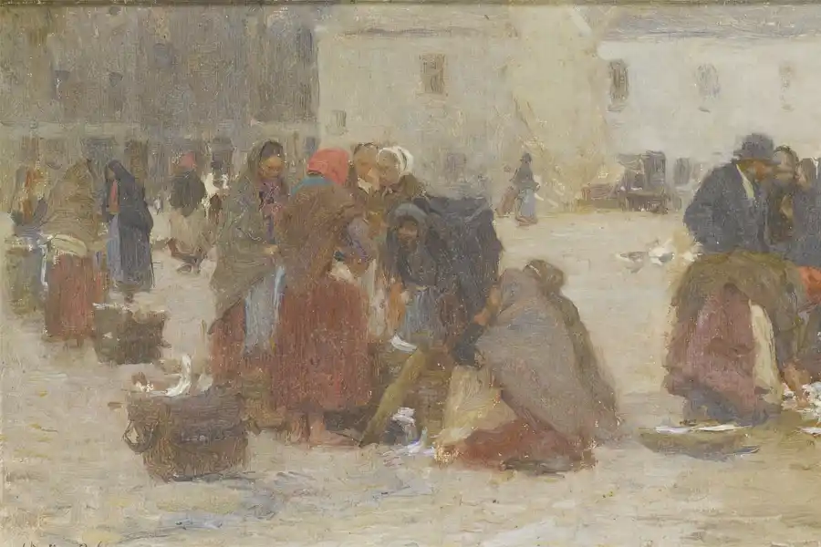 Reproducción del Mercado de Pescados, Galway de Walter Osborne.