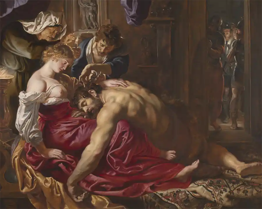 Reproducción de la pintura 'Sansón y Dalila' de Peter Paul Rubens.