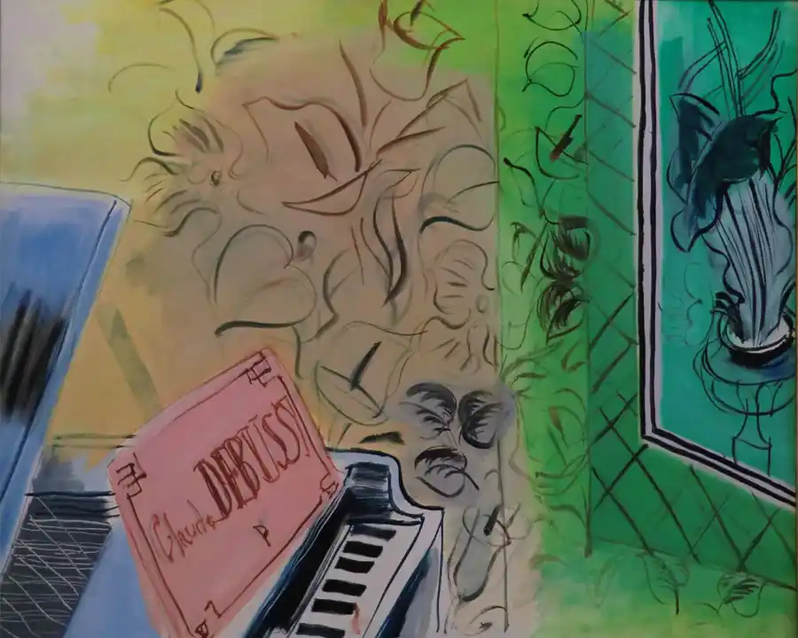 Reproducción de 'Homenaje a Claude Debussy' de Raoul Dufy, estilo fauvista y postimpresionista