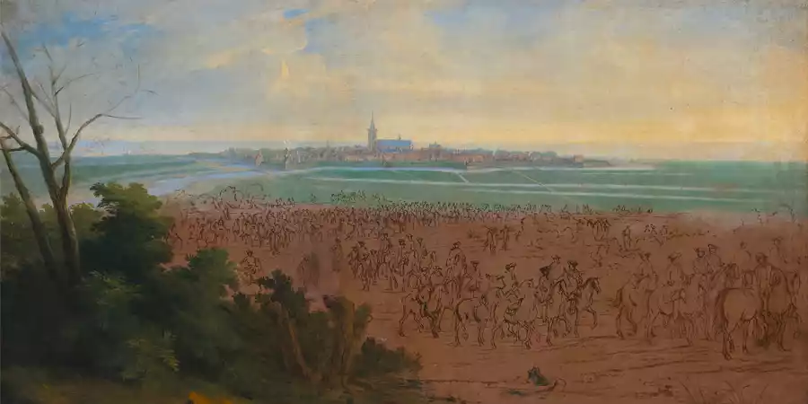 Reproduction de la peinture Les Troupes de Louis XIV devant Naarden