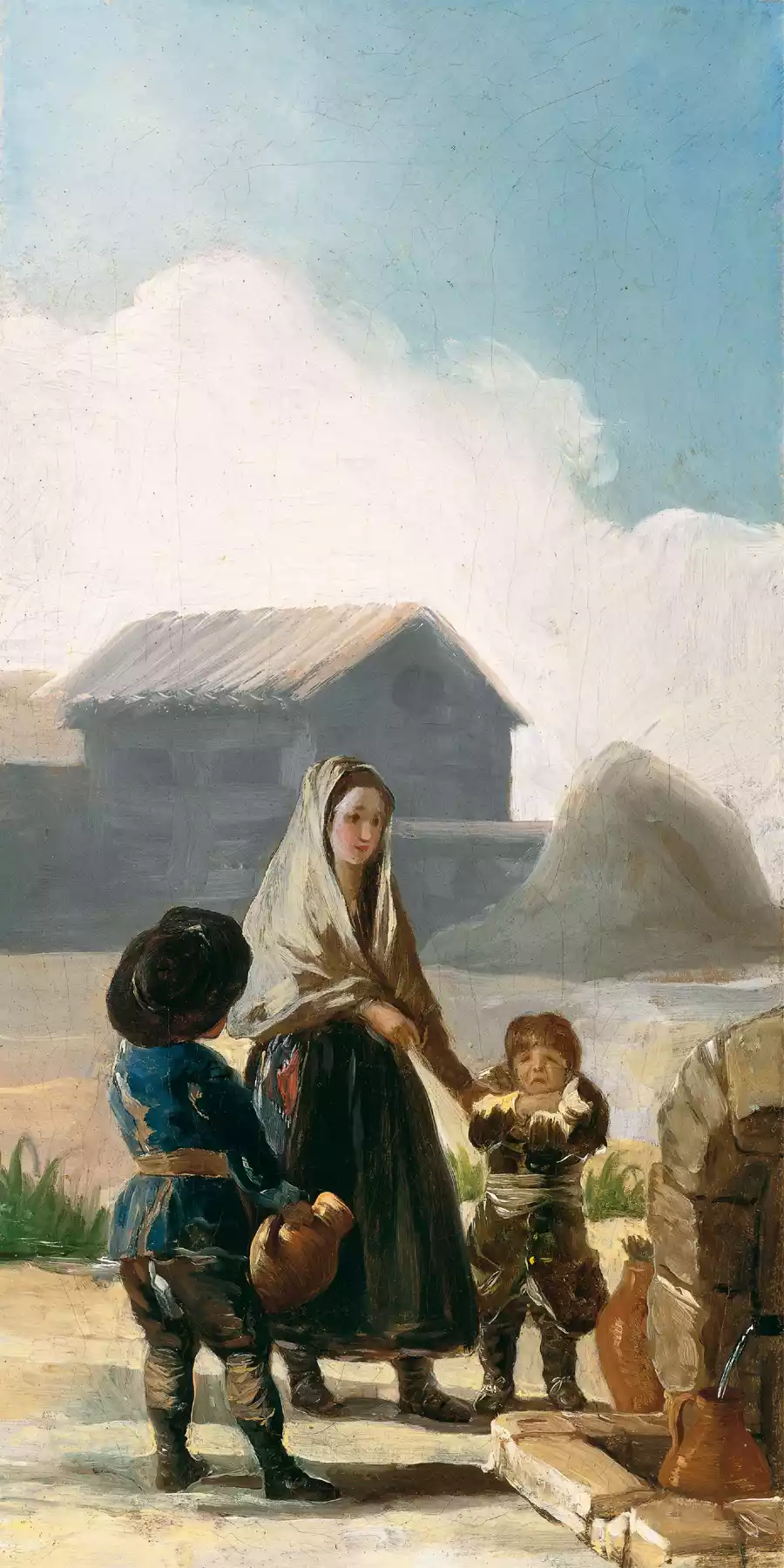 Reproduction de l'œuvre Une femme et deux enfants près d'une fontaine de Francisco Goya