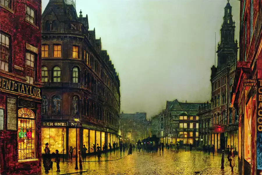 Peinture de Boar Lane, Leeds par John Atkinson Grimshaw