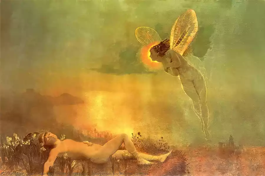 Reproduction de l'œuvre Endymion sur le Mont Latmus de John Atkinson Grimshaw.