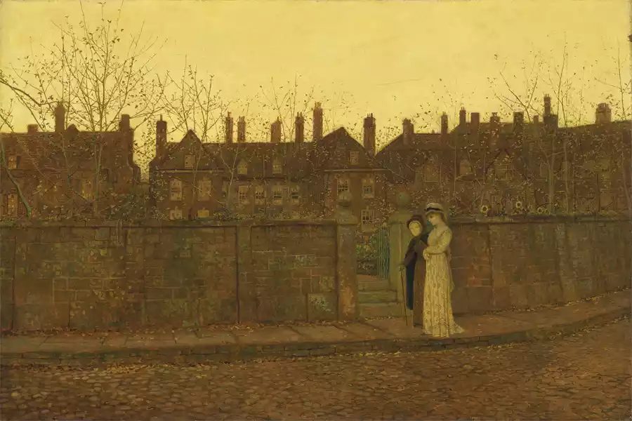 Reproduction de 'Dans la lueur dorée' par John Atkinson Grimshaw