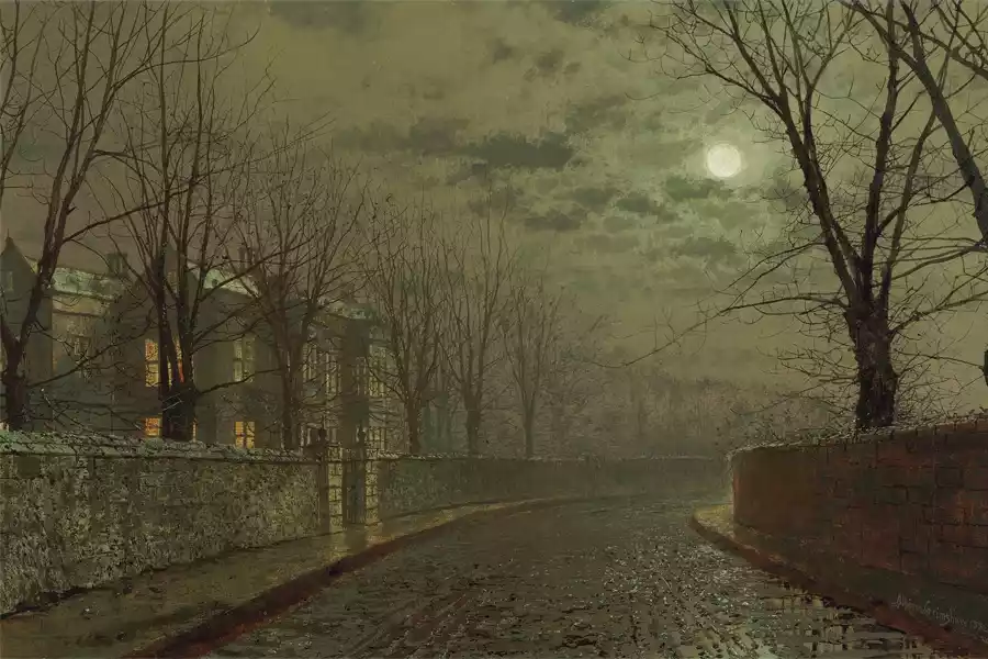 Reproduction de l'œuvre 'Lumière argentée de la lune' de John Atkinson Grimshaw.