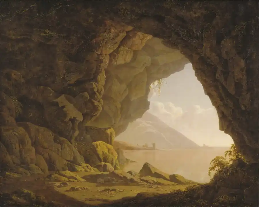 Reproduction de Caverne, près de Naples de Joseph Wright