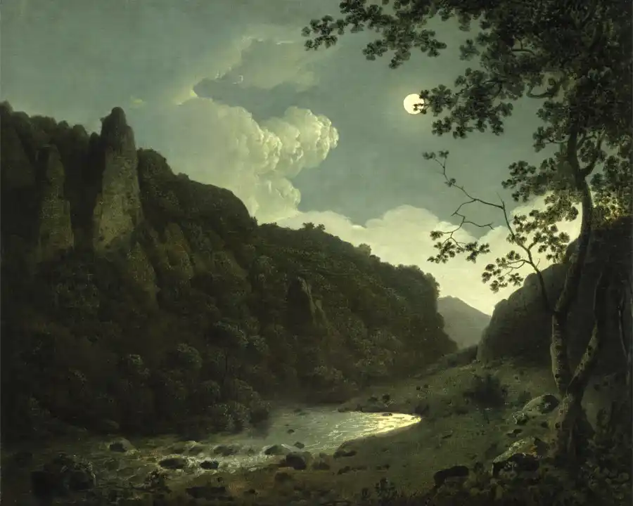 Dovedale au clair de lune - œuvre de Joseph Wright