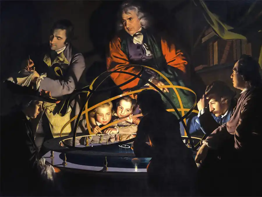 Affiche de Philosophe enseignant sur l'orrery de Joseph Wright