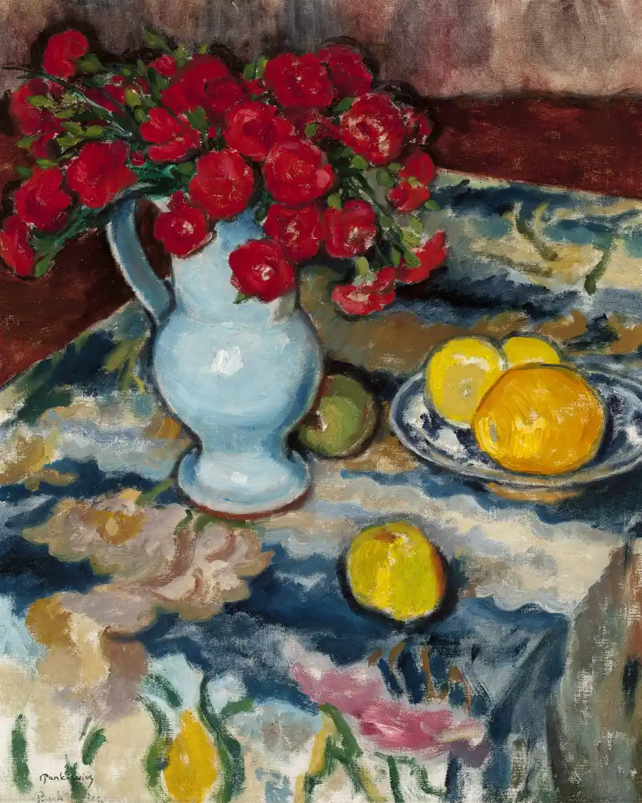 Reproduction de la nature morte avec vase bleu de Józef Pankiewicz