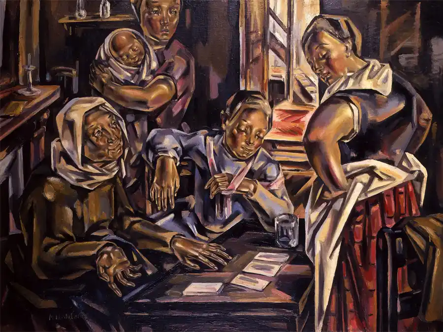 Peinture de Maria Blanchard représentant des femmes jouant aux cartes