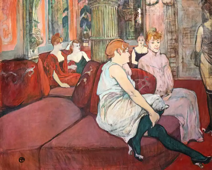 Riproduzione de Il Salon de la Rue des Moulins di Toulouse-Lautrec.