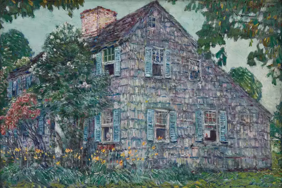 Vecchia Casa, East Hampton di Childe Hassam, stampa su tela.