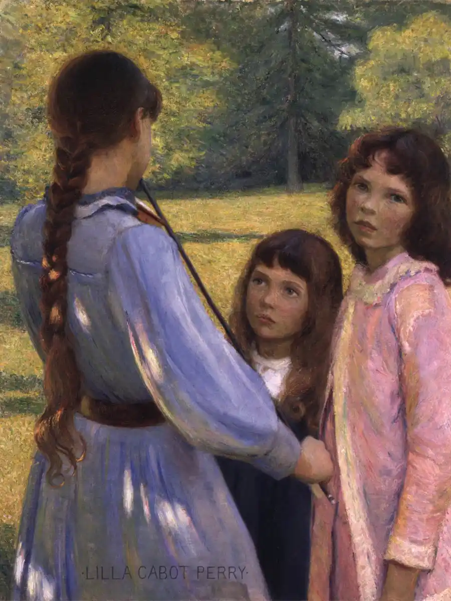 Concerto all'aperto di Lilla Cabot Perry, tre ragazze in un ambiente naturale.