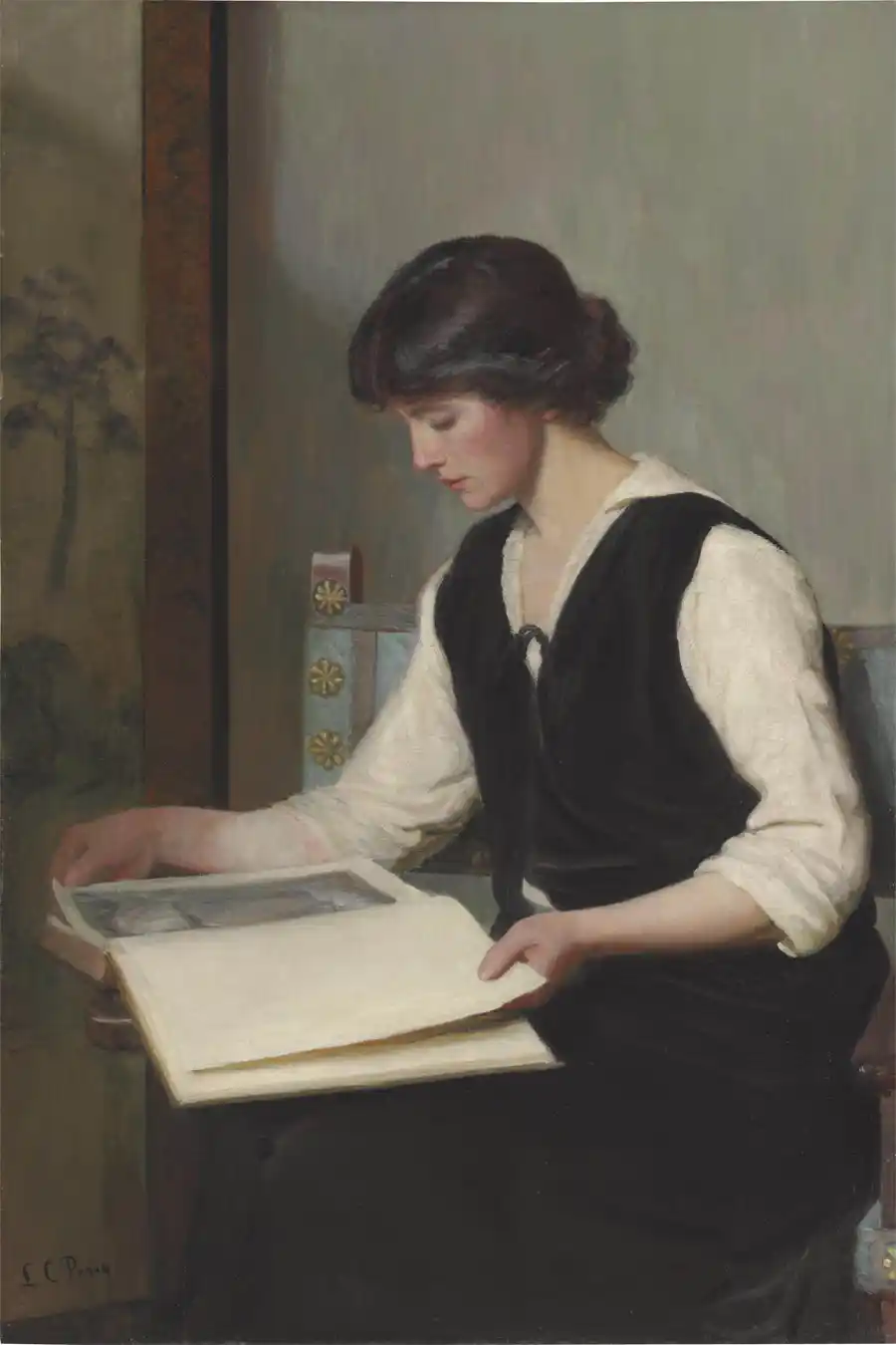 Ritratto di una giovane donna che legge un libro, opera di Lilla Cabot Perry.