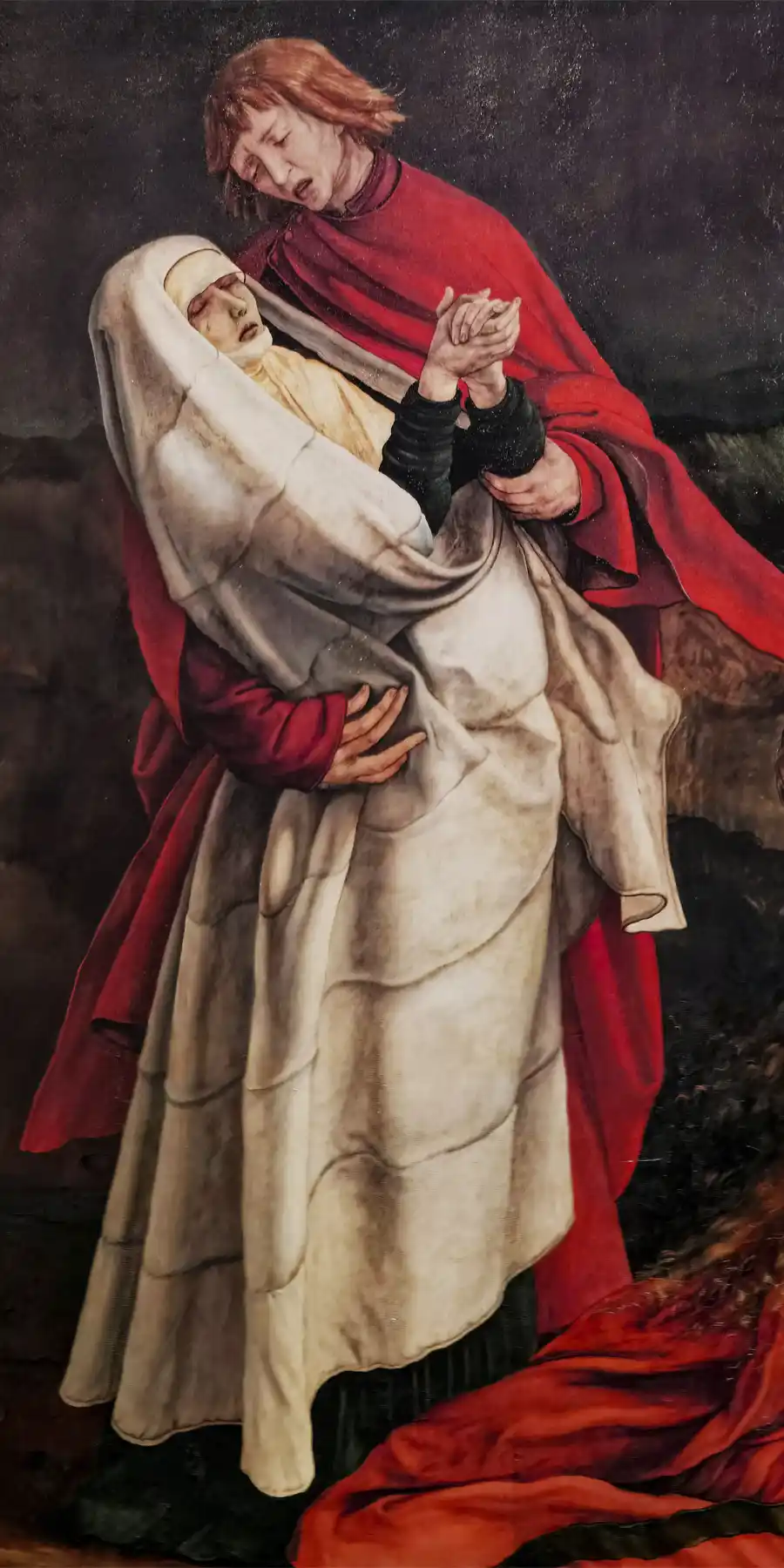 Dettaglio dell'opera La Vergine e Maria Maddalena ai piedi della Croce.