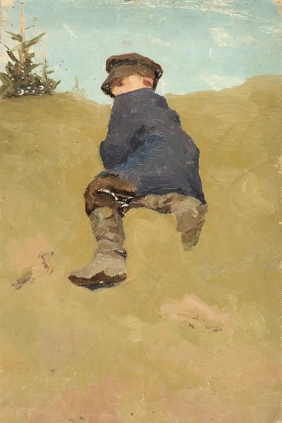 Studio di Ragazzo Sdraiato di Nicholas Roerich, un bambino seduto su una collina.