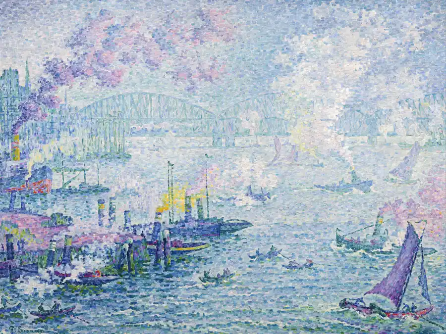 Porto di Rotterdam, opera d'arte in stile puntinista.