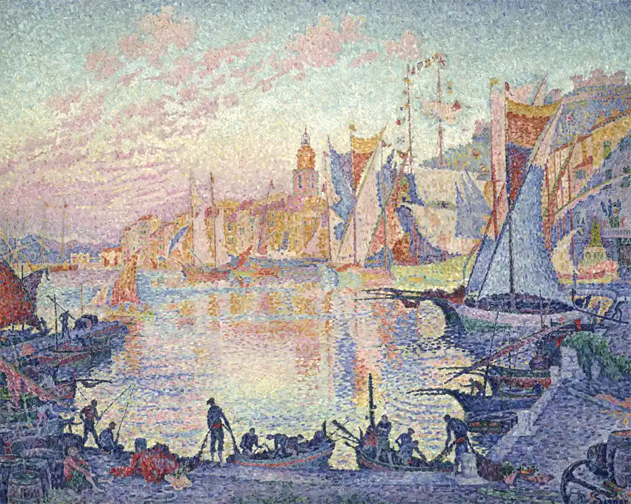 Riproduzione su tela de Il Porto di Saint Tropez di Paul Signac.