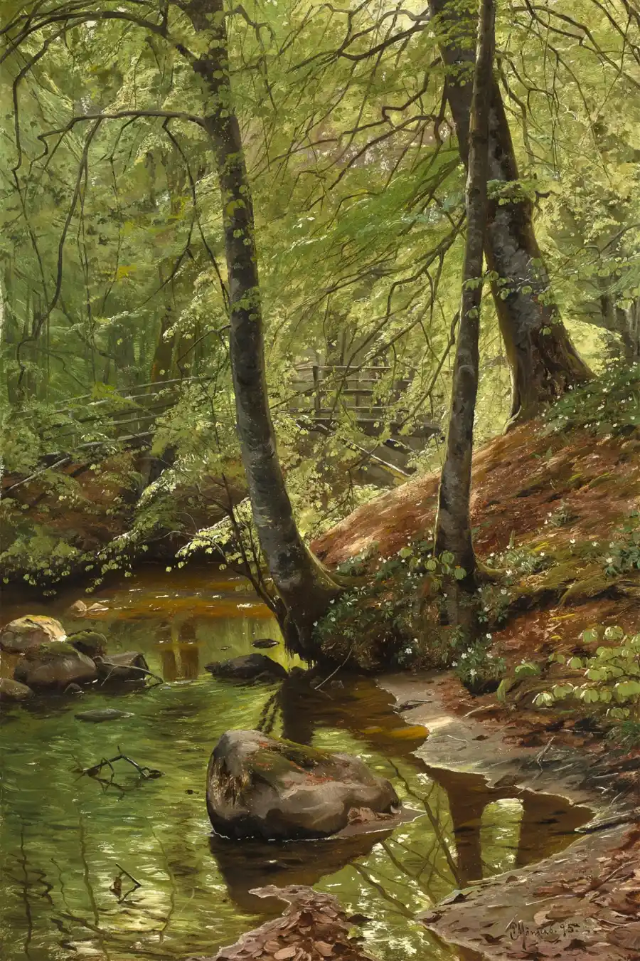 Riproduzione di Un Ruscello nel Bosco di Peder Monsted
