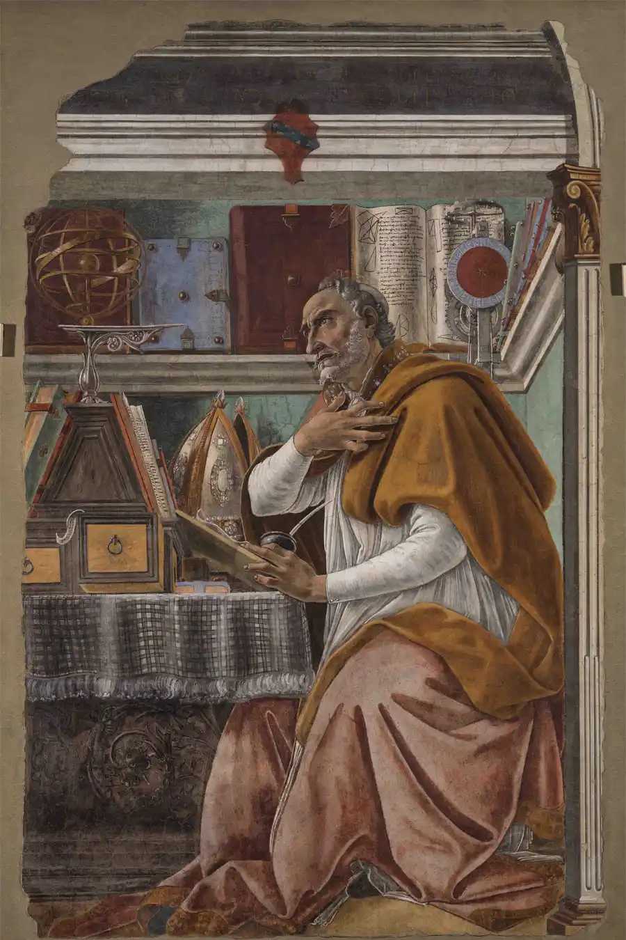 Riproduzione dell'opera Sant'Agostino di Botticelli su carta e tela.